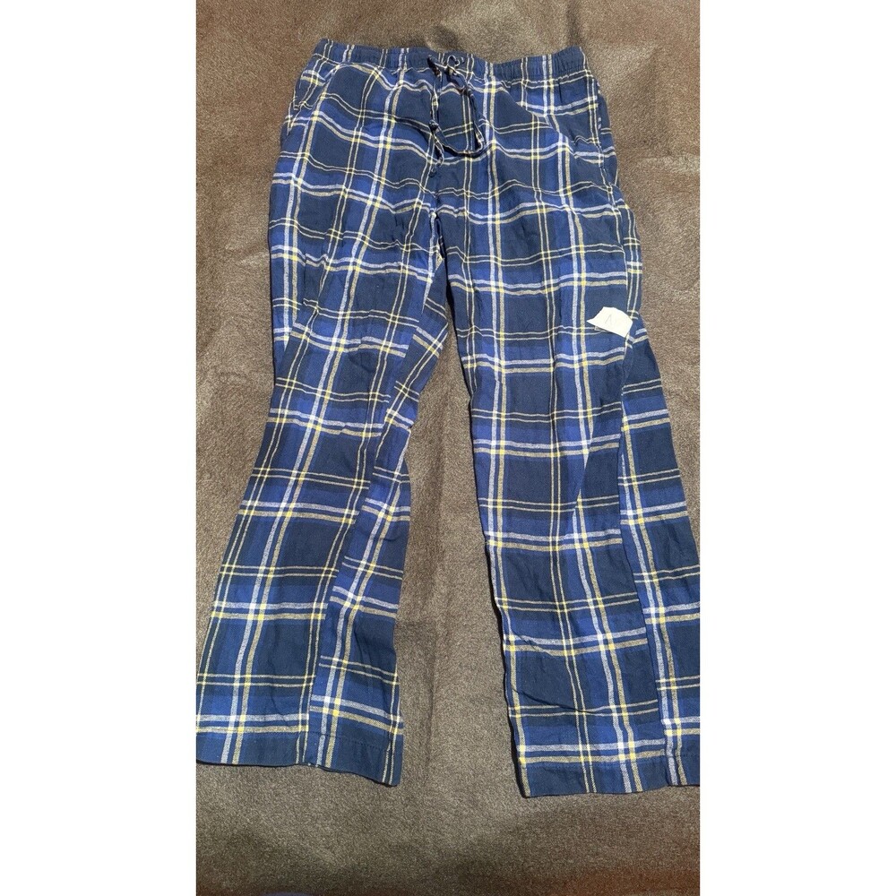 Sonoma Mens Pajama Pants L Large Blue Flannel PJ Bottoms Pockets Khols